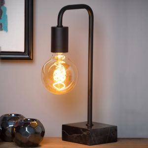 Lampada da tavolo moderna nera, Lorin, con interruttore