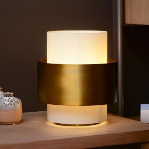 Lampada da tavolo classica dorata, Firmin, con interruttore
