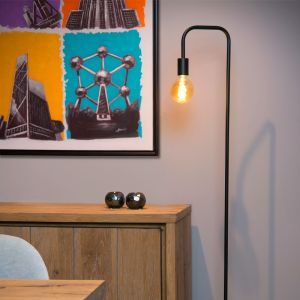 Lampada da terra moderna nera, Lorin, con interruttore