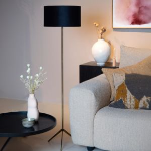 Lampada da terra moderna nera, Tondo, con interruttore