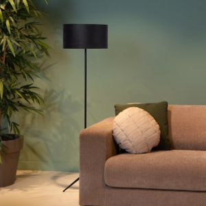 Lampada da terra moderna nera, Tondo, con interruttore