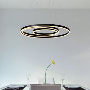 Lampada a sospensione moderna nera, Triniti, 32W, 3000K LED