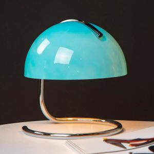 Lampada da tavolo retrò blu, Cato, con interruttore