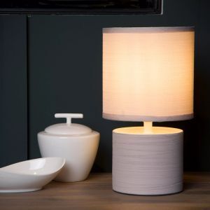 Lampada da tavolo in ceramica grigia, Greasby, con interruttore