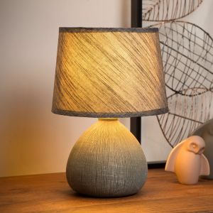 Lampada da tavolo in ceramica grigia, Ramzi, con interruttore