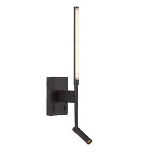 Applique da parete moderna nera, Finan, 6W, 2700K LED, con interruttore