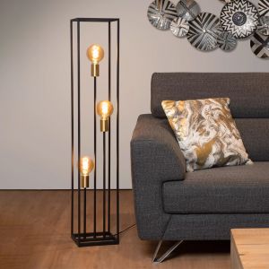 Lampada da terra moderna dorata, Ruben, con interruttore