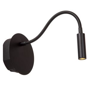 Lampada per camera da letto moderna nera, Jolijn, 2W, 3000K LED, con interruttore