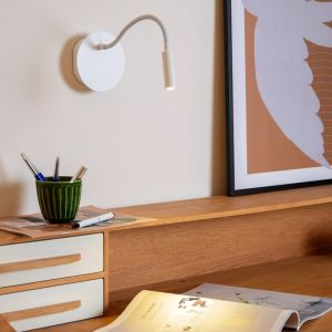 Lampada per camera da letto moderna bianca, Jolijn, 2W, 3000K LED, con interruttore