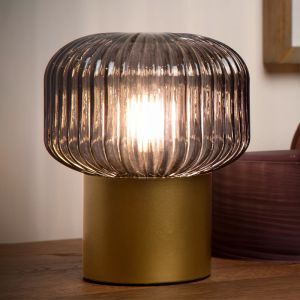 Lampada da tavolo retrò dorata, Jany, con interruttore