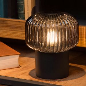 Lampada da tavolo retrò grigia, Jany, con interruttore