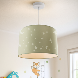 Lampada a sospensione per bambini verde in tessuto, Stars