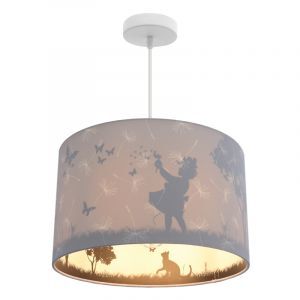 Lampada a sospensione per bambini grigia in tessuto, Butterfly
