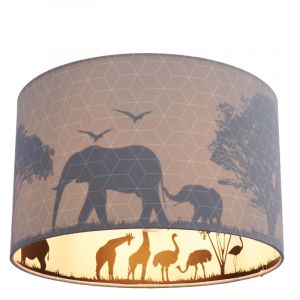 Lampada da soffitto per bambini grigia in tessuto, Safari