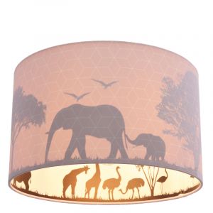 Lampada da soffitto per bambini rosa in tessuto, Safari