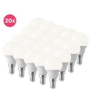 Confezione da 20 lampade a sfera Lasco E14 LED bianco caldo, 5,5 W