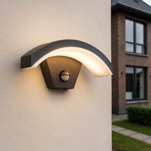 Applique da esterno con sensore di movimento nera moderna, Annemay, 6W, 3000K LED, IP54