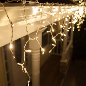 Illuminazione ghiacciolo collegabile da 2 m, cavo bianco, IP67, altezza 50 cm - Bianco caldo