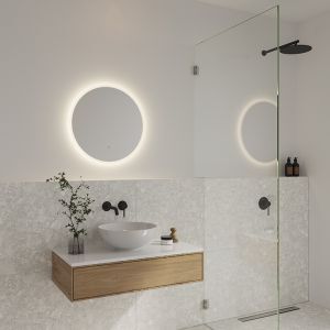 Specchio con luci moderno grigio, Dovina, 20W, 4000K LED, IP44, con interruttore