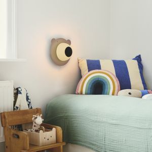 Applique da parete per bambini marrone metallo, Brunabear, con interruttore
