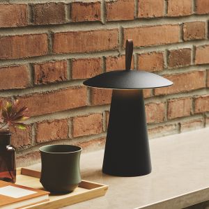 Lampada da tavolo ricaricabile moderna nera, Ara, 2W, 3000K LED, IP54, con interruttore