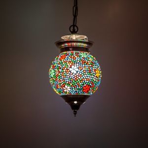 Lampada a sospensione orientale multicolore in mosaico, Nisrin