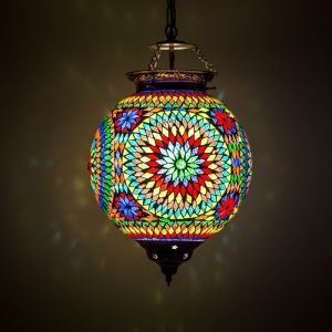 Lampada a sospensione orientale multicolore in mosaico, Aziza