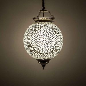 Lampada a sospensione orientale trasparente in mosaico, Aziza