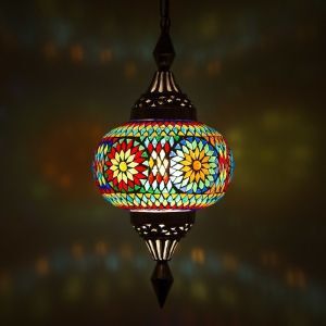 Lampada a sospensione orientale multicolore in mosaico, Aicha