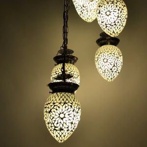 Lampada a sospensione orientale trasparente in mosaico, Amir