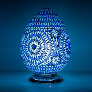 Lampada da tavolo orientale blu in mosaico, Lara