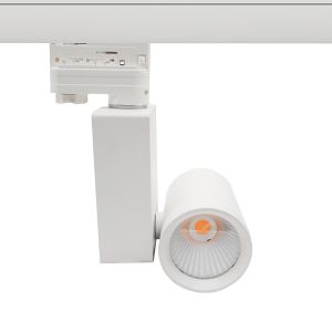 Faretto trifase bianco Deena, 28W, 3000K, Pro