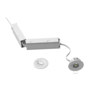 Faretto da incasso bianco per illuminazione di emergenza, 1,2W, LED 6000K, lente 360°