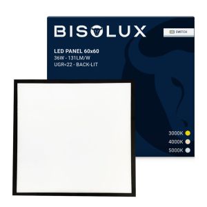 Pannello LED nero 60x60 - 125 lm/W - UGR<22 - bianco regolabile - retroilluminato