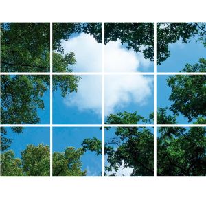 Stampa fotografica nuvola con foresta - set di 12 lastre acriliche con stampa, per pannelli LED 60x60 cm