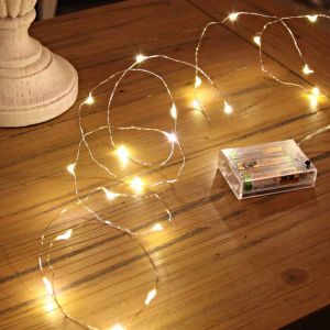 Luci a filo LED alimentate a batteria da 2 m, 40 LED, bianco caldo