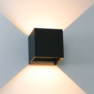 Lampada da parete up down nera in alluminio, Dion, 7W, dim to warm LED, IP65