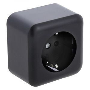Presa Q-Link da parete, 1 via, con protezione bambini e contatto di protezione, nera