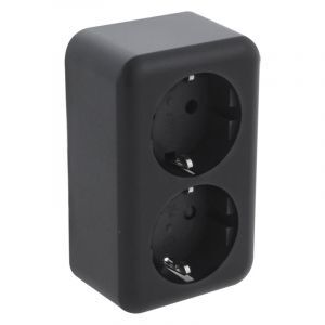 Presa Q-Link da parete, 2 vie, con protezione bambini e contatto di protezione, nera