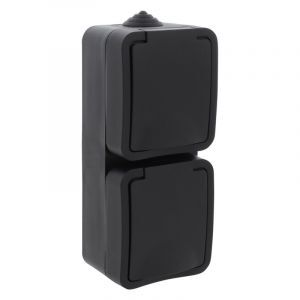 Presa Q-Link da parete a 2 vie, contatto di protezione, antispruzzo, verticale