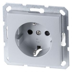 Q-Link S-Line Presa da incasso PG singola, colore grigio/alluminio