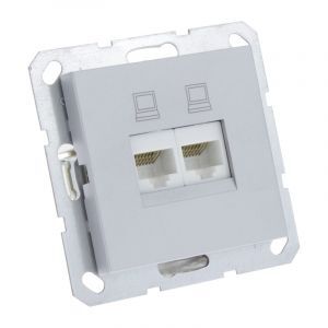 Q-Link S-Line Presa da incasso Telefono/Dati 2X8 poli, colore grigio/alluminio