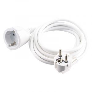 Exin cavo di prolunga protezione terra, 2500w 3 x 1,0 mm. 10 m bianco