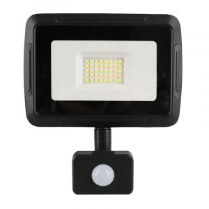 Riflettore con sensore nero in alluminio, Miro, 30W, 6000K LED, IP65