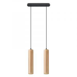 Lampada a sospensione in legno marrone, Francina