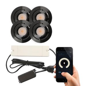 4 faretti da incasso smart orientabili per veranda Rona, IP44, con set di connessione, nero