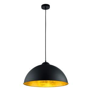 Lampada a sospensione semisfera industriale nera, Katja
