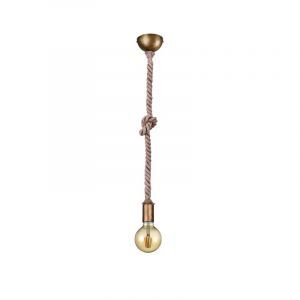 Lampada a sospensione senza paralume rustica di bronzo, Inca