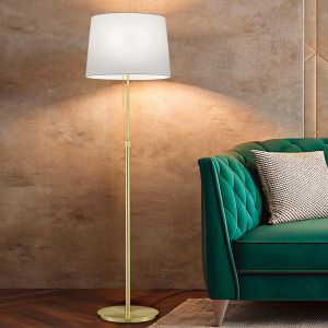 Lampada da terra classica in ottone, Niva, con interruttore a strappo