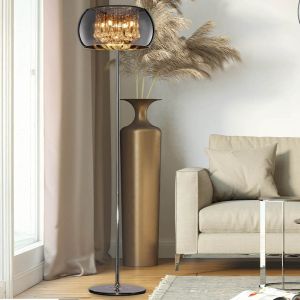 Lampada da terra moderna cromata, Capucine, con interruttore